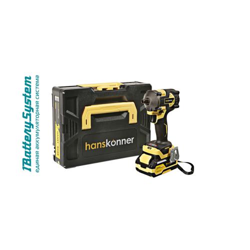 Гайковерт ударный аккумуляторный HANSKONNER HCD20420BLC (1BatterySystem18V, бесщ., АКБ 4Ач и ЗУ) Гайковерт ударный аккумуляторный HANSKONNER HCD20420BLC (1BatterySystem18V, бесщ., АКБ 4Ач и ЗУ)