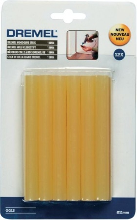 Стержни клеевые Dremel 11х100мм (12шт) желтые, дерево/бумага 2615GG13JA, 2615GG13JA Стержни клеевые Dremel 11х100мм (12шт) желтые, дерево/бумага 2615GG13JA