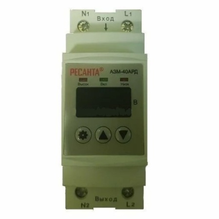 Блок защиты по напряжению Ресанта АЗМ-40АРД (регулируемый, с дисплеем), 61/22/30 Блок защиты по напряжению Ресанта АЗМ-40АРД (регулируемый, с дисплеем)