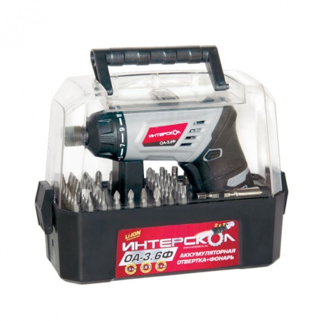 Отвертка аккумуляторная ИНТЕРСКОЛ ОА-3,6Ф Li-Ion (прозрачный кейс, 49+1) 433.1.3.15, 433.1.3.15 Отвертка аккумуляторная ИНТЕРСКОЛ ОА-3,6Ф Li-Ion (прозрачный кейс, 49+1) 433.1.3.15