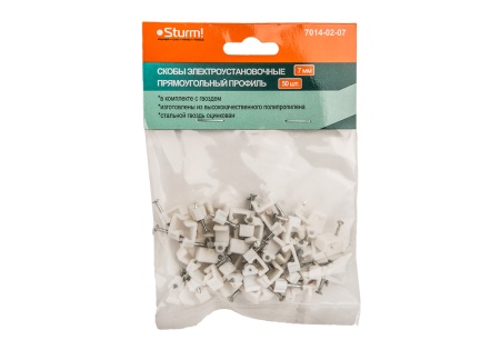 Скобы электроустановочные 7 мм STURM 7014-02-07 (прямоугольный профиль) 50 шт, 7014-02-07 Скобы электроустановочные 7 мм STURM 7014-02-07 (прямоугольный профиль) 50 шт